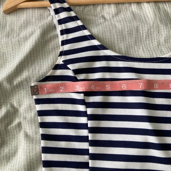 H&M Divided Navy Blue and White Sized US 4 Skater Striped Dress - Picture 8 of 13